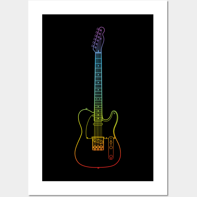 T-Style Electric Guitar Colorful Outline Wall Art by nightsworthy